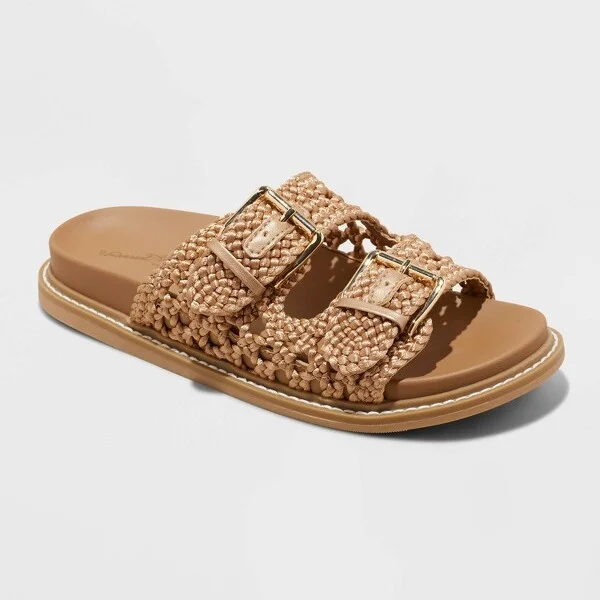 Women's Kylie Woven Two Band Footbed Sandals - Universal Thread™ : Slip-On, Open Toe, Medium Width