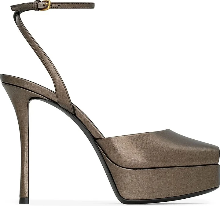 Women's La Scandale Platform Sandals in Smooth Leather - Metal Brown - Size 5.5