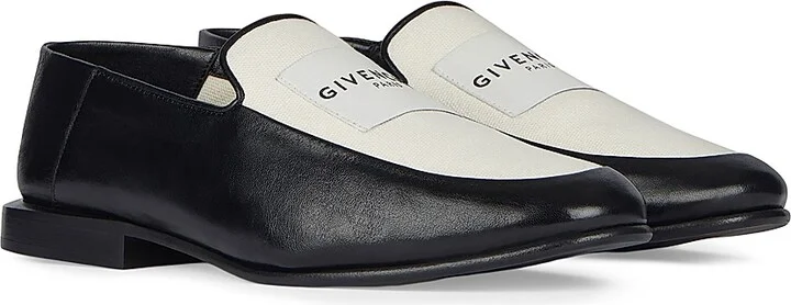 Women's Label Loafers in Leather and Canvas - Black Natural - Size 5 - Image 2