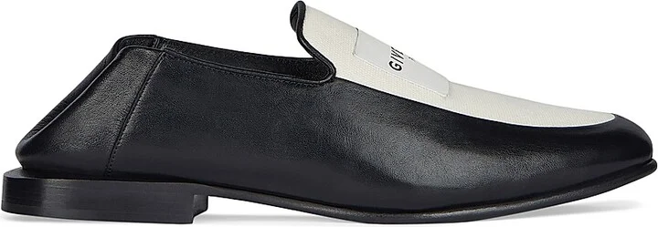 Women's Label Loafers in Leather and Canvas - Black Natural - Size 5