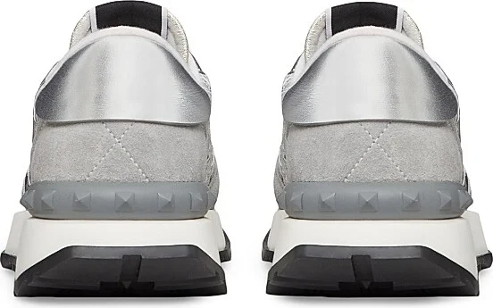 Women's Lace and Mesh Lacerunner Sneakers - Silver Pastel Gray - Size 5 - Image 3