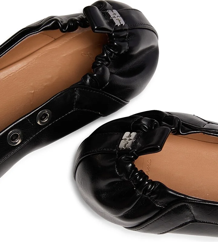 Women's Lace-Up Ballerina Flats - Black - Size 5 - Image 5