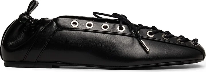Women's Lace-Up Ballerina Flats - Black - Size 5