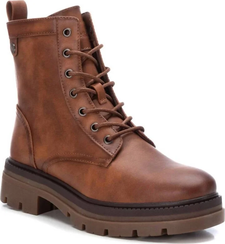 Women's Lace-Up Booties - 171000 In Camel