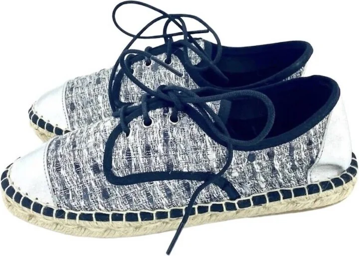 Women's Lace Up Espadrille Shoes In Silver