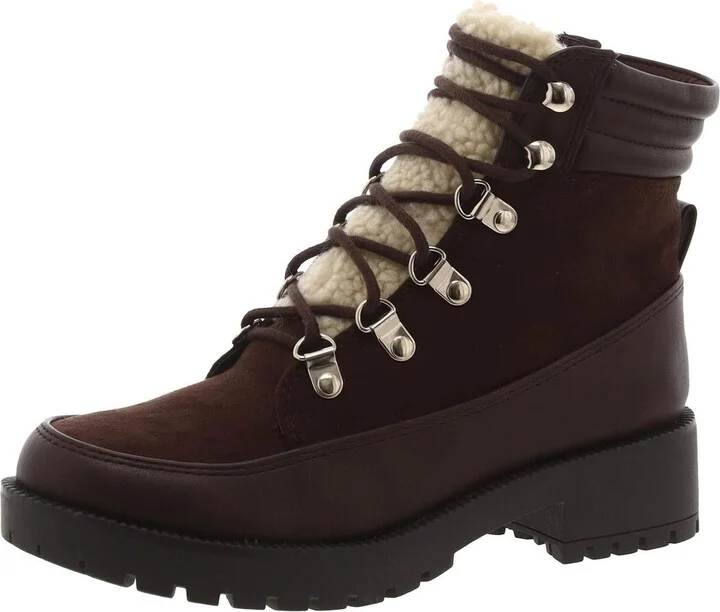 Womens Lace-Up Faux Leather Combat & Lace-Up Boots