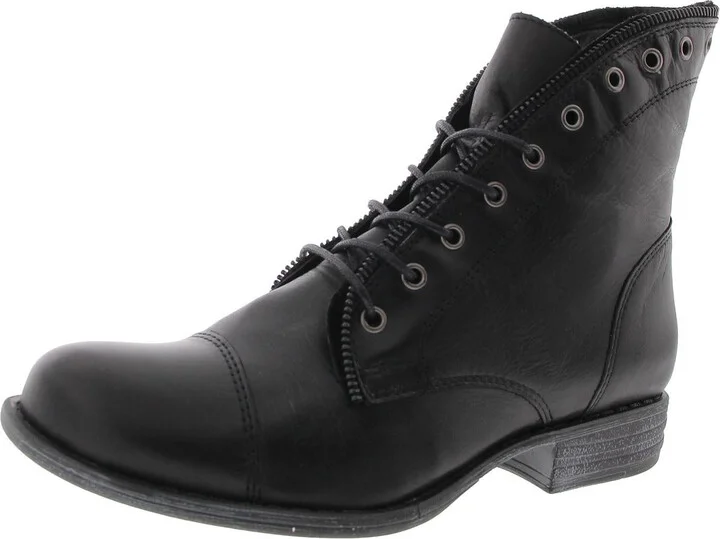Womens Lace-Up Leather Ankle Boots