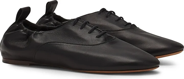 Women's Lace-Up Leather Slippers - Black - Size 5 - Image 2