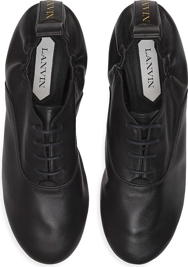 Women's Lace-Up Leather Slippers - Black - Size 5 - Image 3