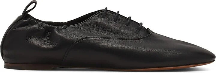 Women's Lace-Up Leather Slippers - Black - Size 5