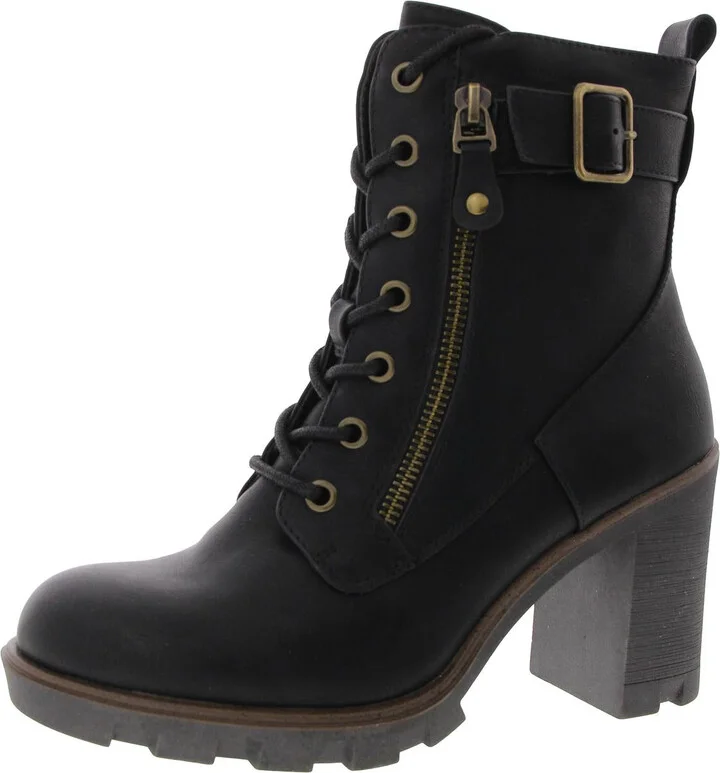 Womens Lace-Up Man Made Mid-Calf Boots