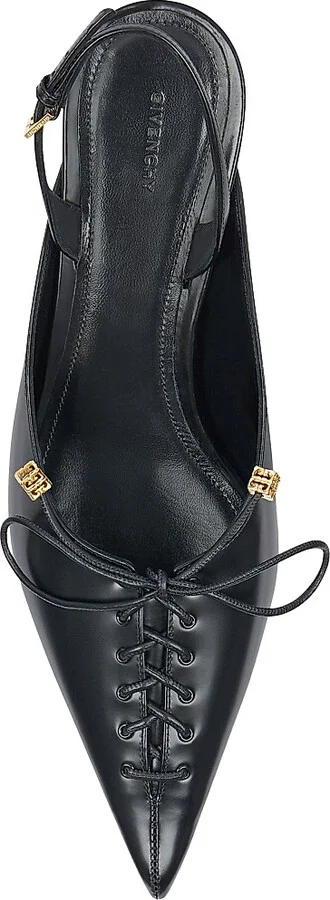 Women's Lace-Up Slingback Pumps in Leather - Black - Size 6 - Image 5