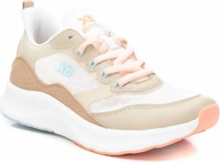 Women's Lace-Up Sneakers In Beige