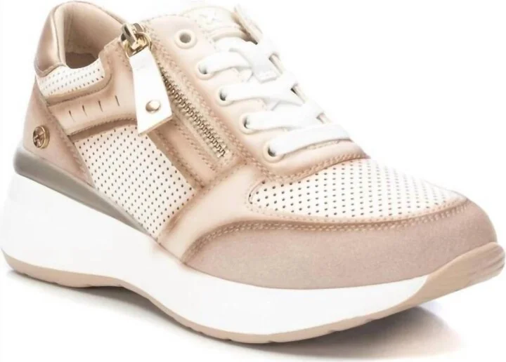 Women's Lace-Up Sneakers In Beige
