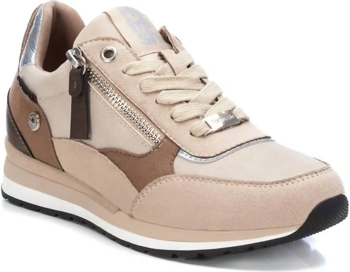 Women's Lace-Up Sneakers In Beige/khaki