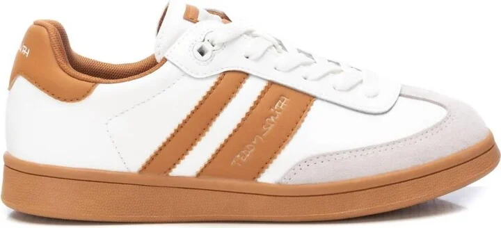 Women's Lace-Up Sneakers In White/camel