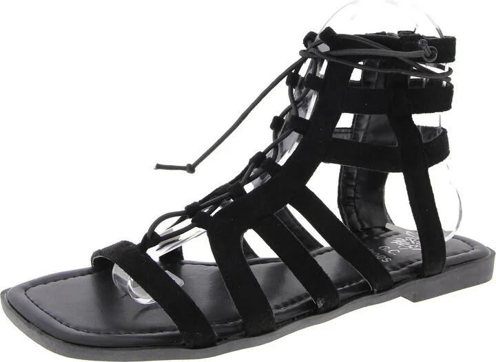 Womens Lace Up Square Toe Gladiator Sandals
