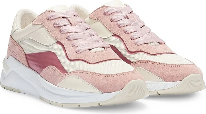 Women's Lace-Up Trainer Sneakers - Pink - Size 7 - Image 2