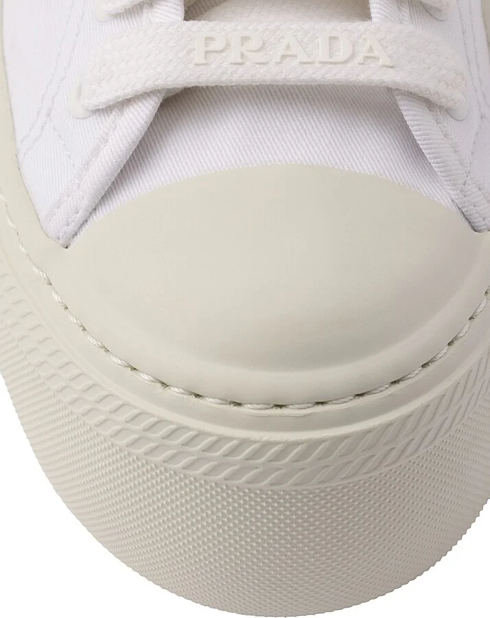 Women's Laced Fabric Sneakers - White - Size 8 - Image 5