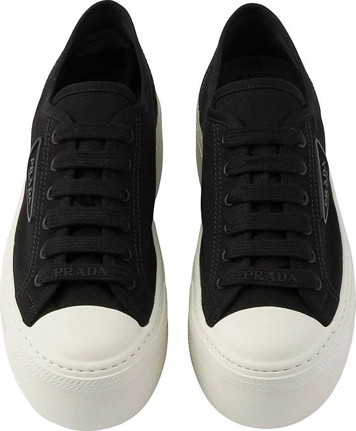 Women's Laced Fabric Sneakers - White - Size 8 - Image 6
