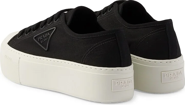 Women's Laced Fabric Sneakers - White - Size 8 - Image 7