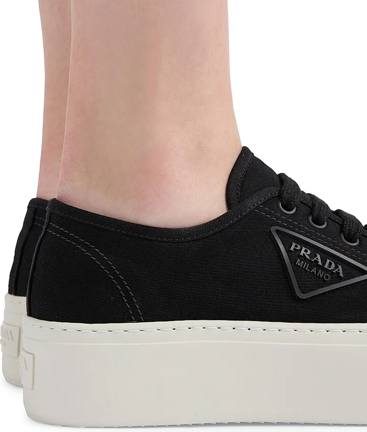 Women's Laced Fabric Sneakers - White - Size 8 - Image 9