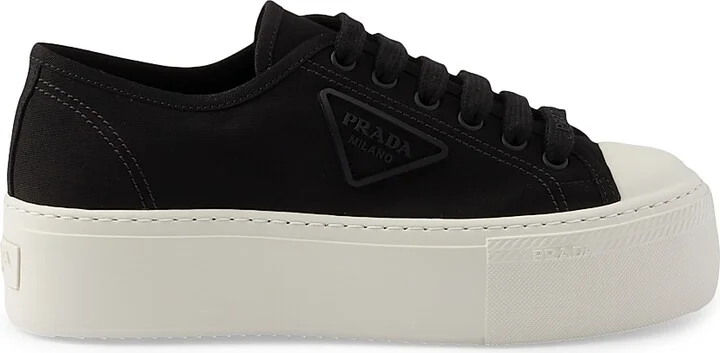Women's Laced Fabric Sneakers - White - Size 8 - Image 10