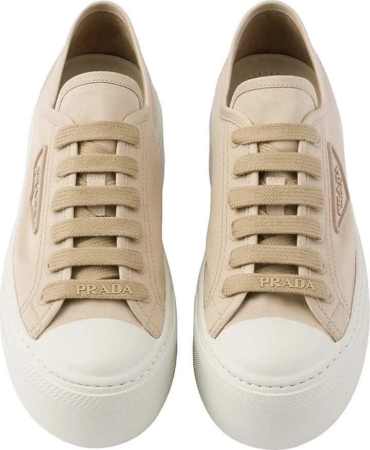 Women's Laced Fabric Sneakers - White - Size 8 - Image 11