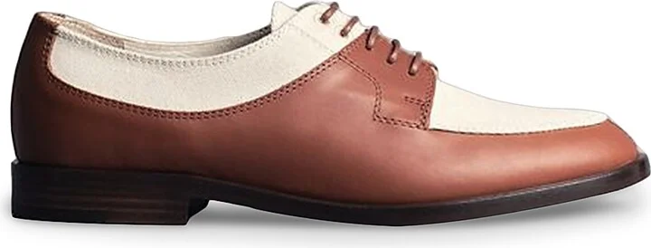 Women's Laced-Up Leather & Linen Loafers - Cognac - Size 7