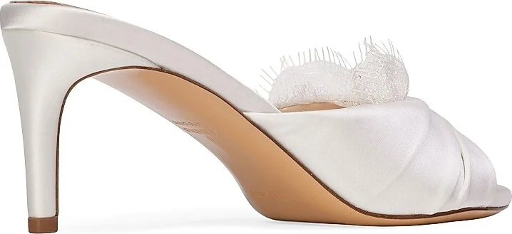 Women's Lacey 65MM Satin Mules - White Satin - Size 7 - Image 4