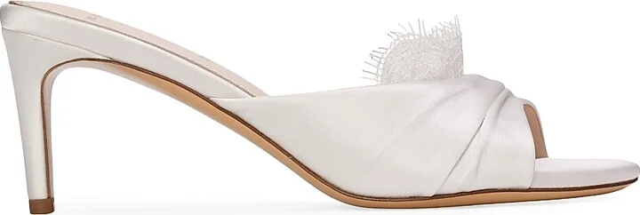 Women's Lacey 65MM Satin Mules - White Satin - Size 7