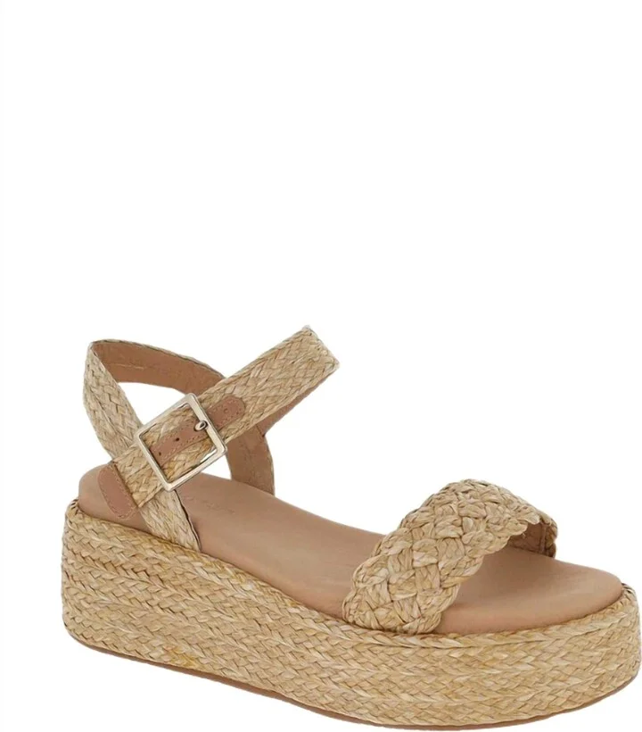Women's Lacy Platform In Natural Raffia