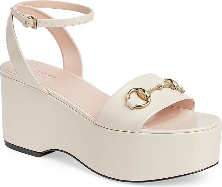 Women's Lady Horsebit 75MM Leather Platform Sandals - New Ivoire - Size 7.5 - Image 2