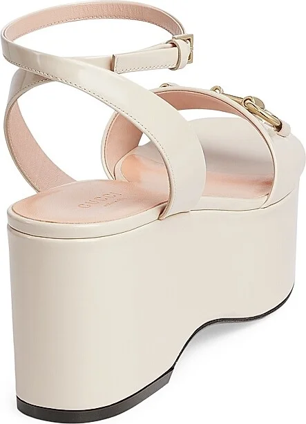 Women's Lady Horsebit 75MM Leather Platform Sandals - New Ivoire - Size 7.5 - Image 3