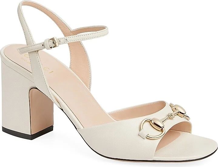 Women's Lady Horsebit 75MM Leather Sandals - Mystic White - Size 11 - Image 2