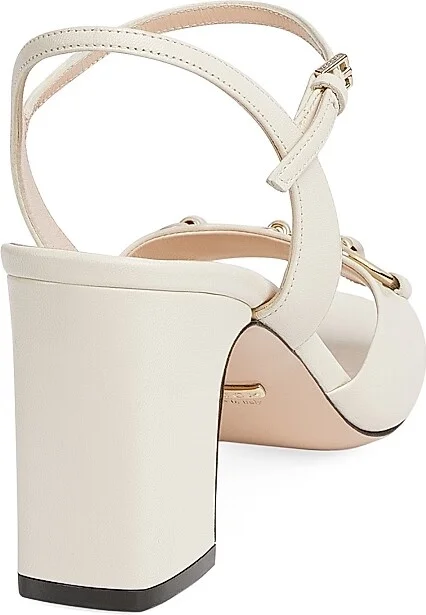 Women's Lady Horsebit 75MM Leather Sandals - Mystic White - Size 11 - Image 3
