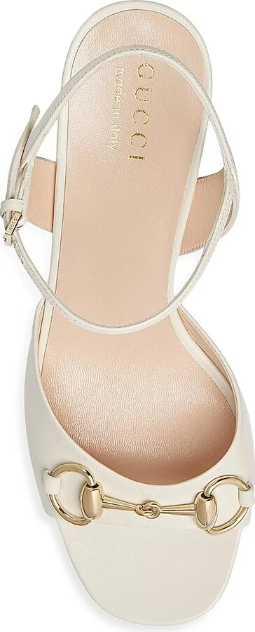 Women's Lady Horsebit 75MM Leather Sandals - Mystic White - Size 11 - Image 4