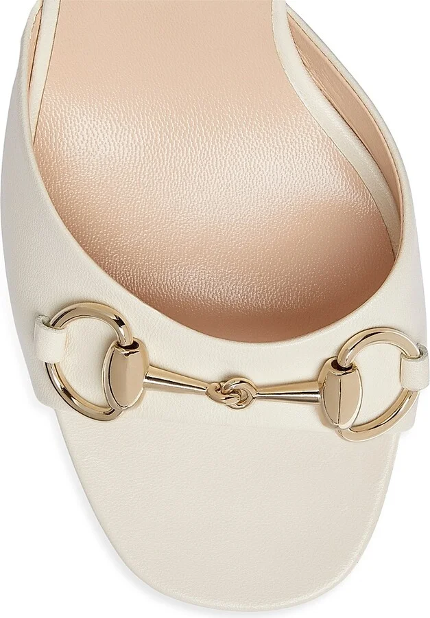 Women's Lady Horsebit 75MM Leather Sandals - Mystic White - Size 11 - Image 5