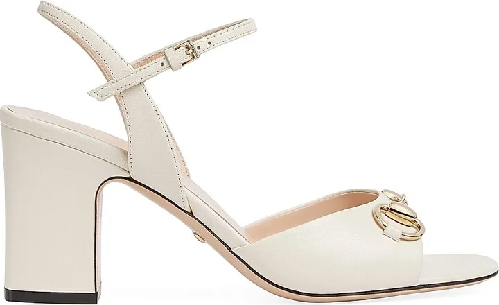 Women's Lady Horsebit 75MM Leather Sandals - Mystic White - Size 11