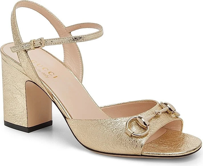 Women's Lady Horsebit 75MM Metallic Leather Sandals - Sun - Size 6.5 - Image 2