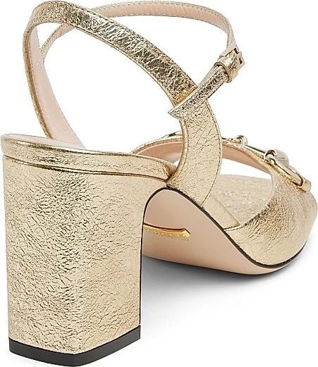 Women's Lady Horsebit 75MM Metallic Leather Sandals - Sun - Size 6.5 - Image 3