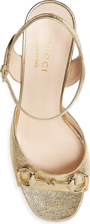 Women's Lady Horsebit 75MM Metallic Leather Sandals - Sun - Size 6.5 - Image 4