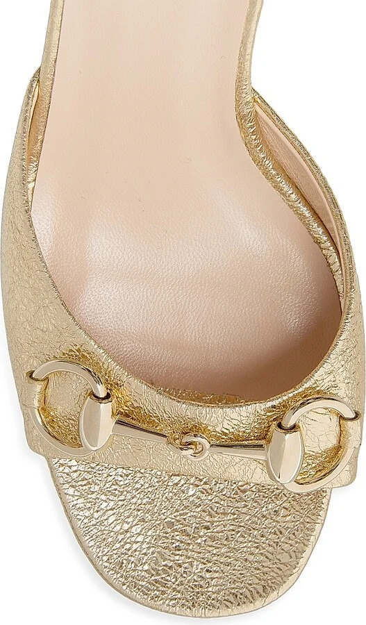 Women's Lady Horsebit 75MM Metallic Leather Sandals - Sun - Size 6.5 - Image 5