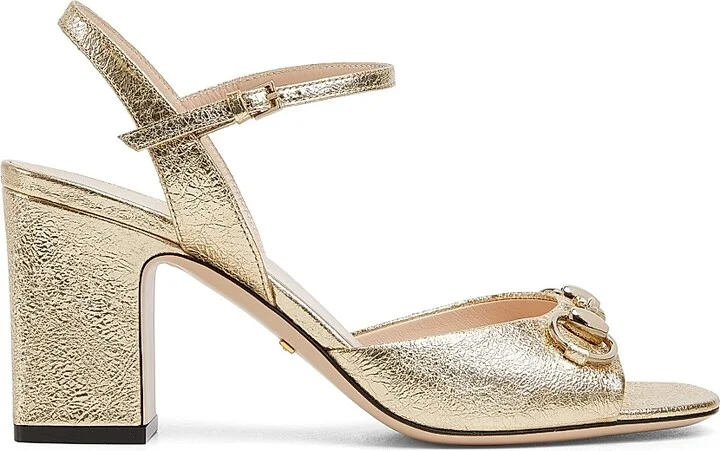 Women's Lady Horsebit 75MM Metallic Leather Sandals - Sun - Size 6.5