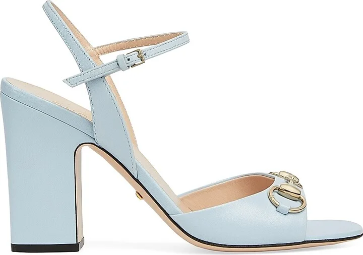Women's Lady Horsebit Leather Sandals - Sky Blue - Size 10