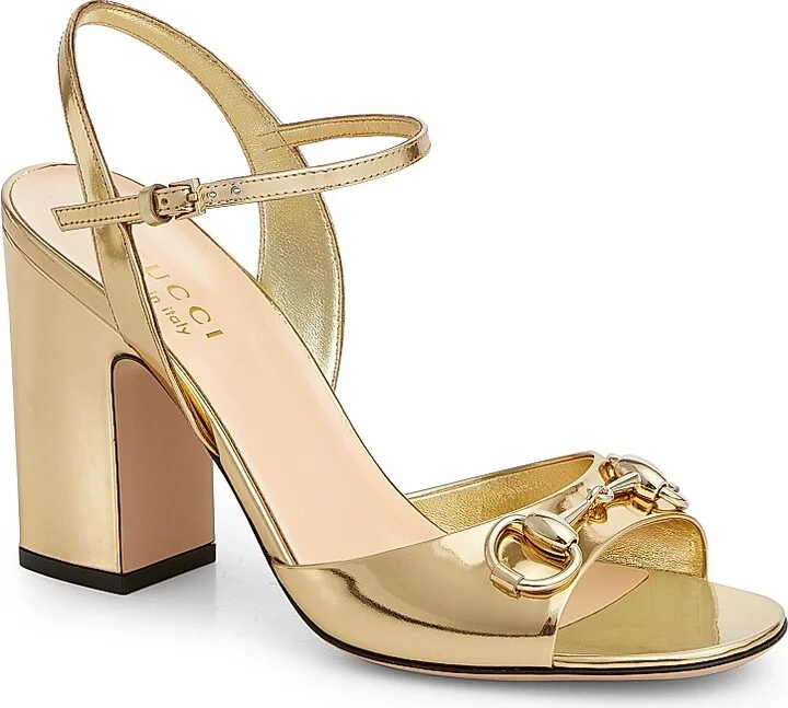 Women's Lady Horsebit Metallic Leather Sandals - Gold Glow - Size 6 - Image 2