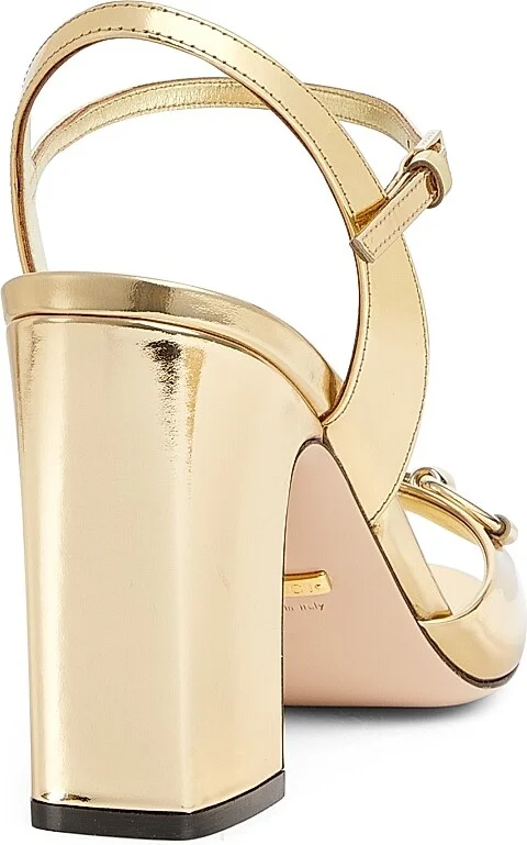 Women's Lady Horsebit Metallic Leather Sandals - Gold Glow - Size 6 - Image 3