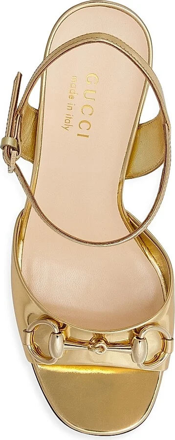 Women's Lady Horsebit Metallic Leather Sandals - Gold Glow - Size 6 - Image 4