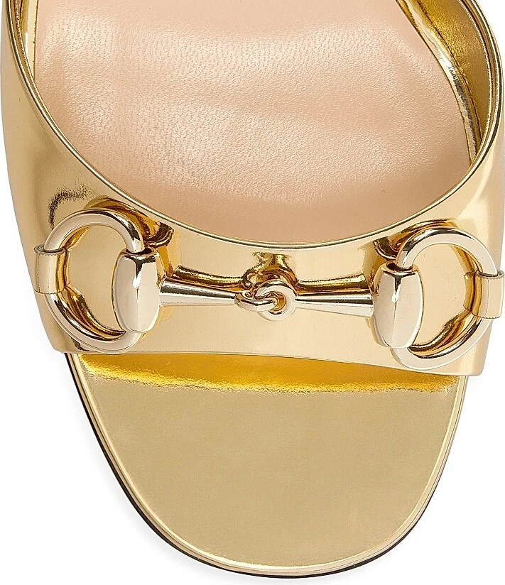 Women's Lady Horsebit Metallic Leather Sandals - Gold Glow - Size 6 - Image 5