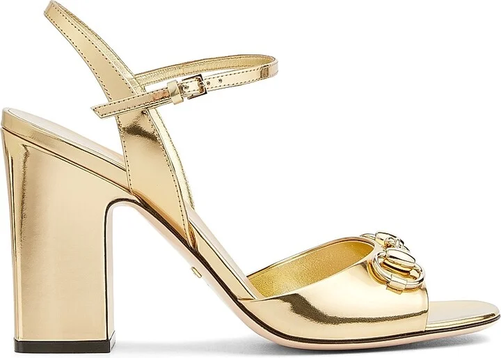 Women's Lady Horsebit Metallic Leather Sandals - Gold Glow - Size 6